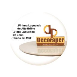 Mesa Jantar Cone Laqueado Tampo Redondo Laca com Vidro 120cm Offwhite - 3