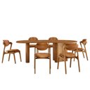 Ver imagem 2 de Conjunto Mesa 180cm x 80cm Tampo MDF Canto Copo 6 Cadeiras Celeste Marrom/Star Caramelo/Imbuia