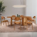 Ver imagem 1 de Conjunto Mesa 180cm x 80cm Tampo MDF Canto Copo 6 Cadeiras Celeste Marrom/Star Caramelo/Imbuia