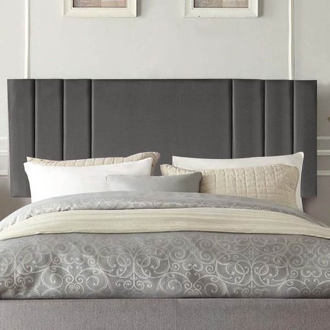 Painel Estofado Luxo Grécia 195cm King Size para Cama Box Corino Cinza - Gat Magazine