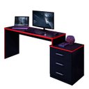 Ver imagem 1 de Mesa Gamer com Gaveteiro 3 Gavetas Drx-5000 Preto/vermelho