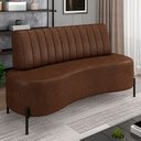 Ver imagem 2 de Sofá Chaise 2 Lugares Sala Living 135cm Pés Industrial Cayman K01 Couríssimo Marrom - Lyam Decor