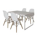 Ver imagem 6 de Mesa Industrial Base Ferro Branco Tampo 137X90 Branco 4 Cadeiras Madeira Assento Branco Branco