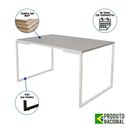 Ver imagem 5 de Mesa Industrial Base Ferro Branco Tampo 137X90 Branco 4 Cadeiras Madeira Assento Branco Branco