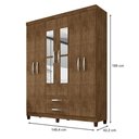 Ver imagem 3 de Guarda Roupa Casal Modena com Espelho 6 Portas e Cômoda Sapateira Cannes Malbec - Incorplac