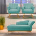 Ver imagem 1 de Kit Diva Recamier Vanessa 140cm Lado Esquerdo e 02 Poltronas Laura Suede - ADJ Decor RECAMIER DIVÃ S