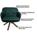 Ver imagem 3 de Kit 2 Poltronas Decorativas Kitana Pés Madeira Giratório Veludo Verde - Gran Belo