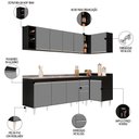 Ver mais imagens de Armário de Cozinha Modulado de Canto Esquerdo 5 Peças Cp54 com Pia Inox Preto-cinza - Lumil