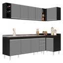 Ver imagem 1 de Armário de Cozinha Modulado de Canto Esquerdo 5 Peças Cp54 com Pia Inox Preto-cinza - Lumil