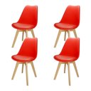 Ver imagem 1 de Kit 4 Cadeiras Charles Eames Leda Design Wood Estofada Base Madeira - Vermelha