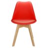 Kit 4 Cadeiras Charles Eames Leda Design Wood Estofada Base Madeira - Vermelha - 3