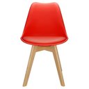 Ver imagem 3 de Kit 4 Cadeiras Charles Eames Leda Design Wood Estofada Base Madeira - Vermelha