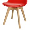Kit 4 Cadeiras Charles Eames Leda Design Wood Estofada Base Madeira - Vermelha - 6