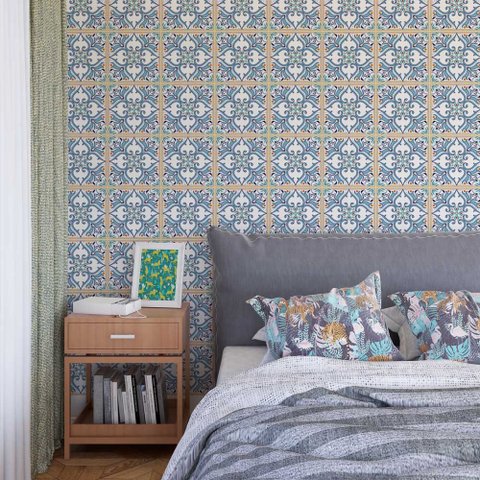 Papel de Parede Arabesco Azulejo Gh Papel de Parede 3,3m