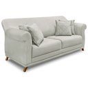Ver imagem 3 de Kit 2 Poltronas e Sofá Living 2 Lugares 1,60m Vênus Veludo Pés Castanho - Pallazio - Cinza Prata