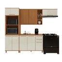 Ver imagem 2 de Armário de Cozinha Modulada Compacta Fidelitá Berlim 4 Peças 270cm 9 Portas 2 Gavetas com Tampo