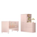 Ver imagem 2 de Quarto de Bebê com Berço Reto e Roupeiro Doce Sonho Rosa Qmovi