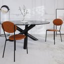 Ver imagem 2 de Cadeira Estofada para Sala de Jantar Azuri Preto C01 Courino Caramelo - Lyam Decor