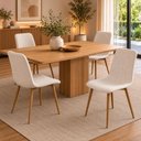 Ver imagem 2 de Conjunto 4 Cadeiras de Mesa Jantar Cozinha Kendra Estofada em Linho Moderna 120kg