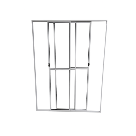 Porta Sacada 3 Folhas de Vidro Aluminio Branco C/ Trinco 2,10x1,50