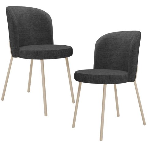Kit 2 Cadeiras Sala de Jantar Estofada Gavi Arena L02 Linho Cinza Escuro - Lyam Decor