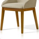 Ver imagem 3 de Kit 4 Cadeira de Jantar Estofada Ísis Linho Bege Base Madeira Castanho