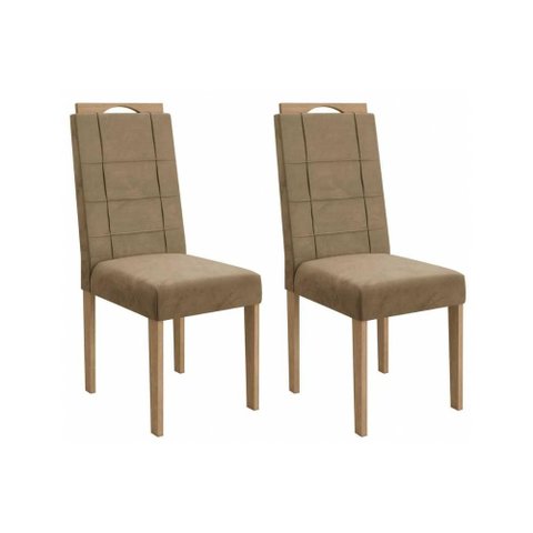 Cadeira de Cozinha 2cad150ea Kit 2 Un Carvalho/suede Bege - Kappesberg
