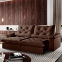 Ver imagem 4 de Sofá Retrátil e Reclinável 2,40m 4 Lugares Pillow com 18cm Fibra Siliconada Veneza - Movenzo Estofad