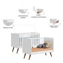 Ver imagem 7 de Kit Quarto de Bebê Q Encanto Retrô com Berço Mini Cama Cômoda Sapateira e Colchão D18 130x70 Movellu