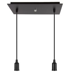 Pendente Industrial Cabo Tecido Duplo CQ E27 Vintage Preto - 1