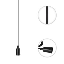 Pendente Industrial Cabo Tecido Duplo CQ E27 Vintage Preto - 4