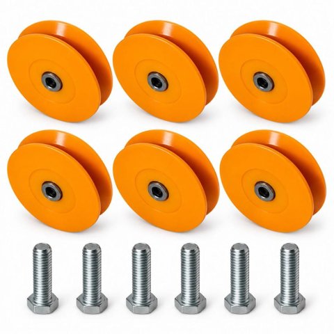 Kit 6 Peças Roldana em V 4 pol com Bucha e Parafuso Nylon de Toni Porta Portão de Correr Janela