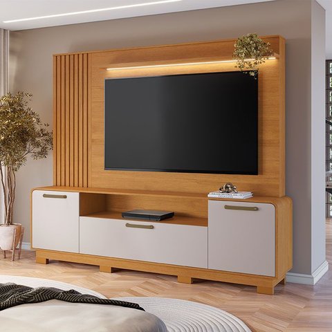 Estante Home para Tv até 65 Polegadas Apego Jcm Móveis Cinamomo/off