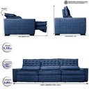 Ver imagem 2 de Sofá Retrátil e Reclinável 3,85m Cama inBox Big Puffer com SoftGel D40 Velupluma Azul