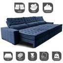 Ver imagem 3 de Sofá Retrátil e Reclinável 3,85m Cama inBox Big Puffer com SoftGel D40 Velupluma Azul