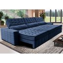 Ver imagem 1 de Sofá Retrátil e Reclinável 3,85m Cama inBox Big Puffer com SoftGel D40 Velupluma Azul