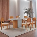Ver imagem 1 de Mesa de Jantar Aspen 180cm Tampo Mdf Vidro com 6 Cadeiras Copper Moderna Mobília