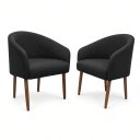 Ver imagem 4 de Kit 02 Poltronas Estofada para Sala de Estar Luna Suede - Élpis Móveis - Preto