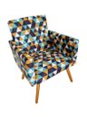 Ver imagem 2 de Poltrona Decorativa Bia Suede Triângulo Laranja Pés Madeira Ms Decor