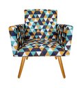 Ver imagem 1 de Poltrona Decorativa Bia Suede Triângulo Laranja Pés Madeira Ms Decor