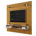Ver imagem 2 de Painel Trento para TV com Bancada 250 Ripado Cedro Bali com LED- DJ Móveis