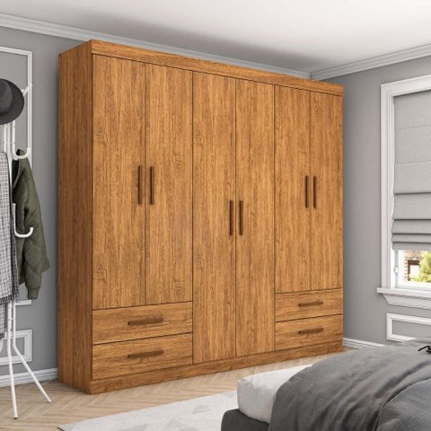 Guarda-Roupa Casal Dubai 6 Portas 4 Gavetas Multimóveis CR35556 Cinamomo