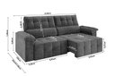 Ver imagem 3 de Sofá Santiago 2,20m Retrátil e Reclinável Suede Cinza - Xflex Sofás