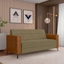 Ver imagem 2 de Sofá Living Decorativo Houston 2 Lugares 200cm Pés em Metal Veludo/ Pu Bege Escuro/ Caramelo G33 - G