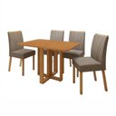 Ver imagem 2 de Conjunto Sala de Jantar 4 Lugares Retangular Tampo MDF Mesa Tessera com Cadeiras Pés Madeira Jade