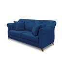 Ver imagem 1 de Sofá 3 Lugares Pé de Madeira Julieta 220 Cm Suede S04 - D'Rossi Cor Azul Marinho