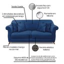 Ver imagem 5 de Sofá 3 Lugares Pé de Madeira Julieta 220 Cm Suede S04 - D'Rossi Cor Azul Marinho