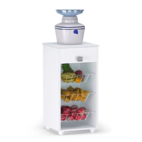 Fruteira Balcão Berenice 3 Cestos para Cozinha 1 Gaveta Branco - Bela Móveis