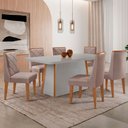 Ver imagem 1 de Mesa de Jantar Diane 180cm Tampo Mdf Vidro com 6 Cadeiras Isadora Moderna Mobília
