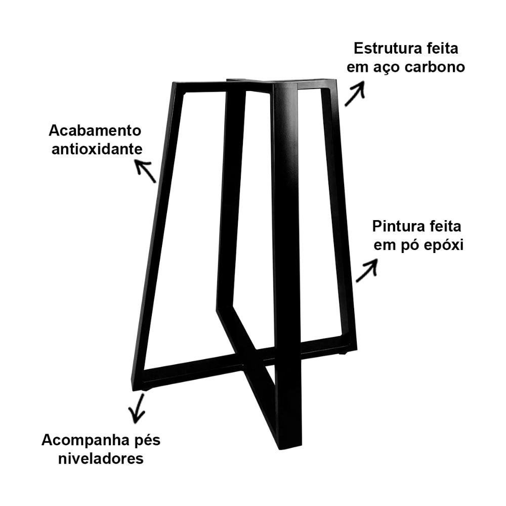 Base de Mesa Gizé Tampos Pedra Vidro Madeira de 1m Preto - 5